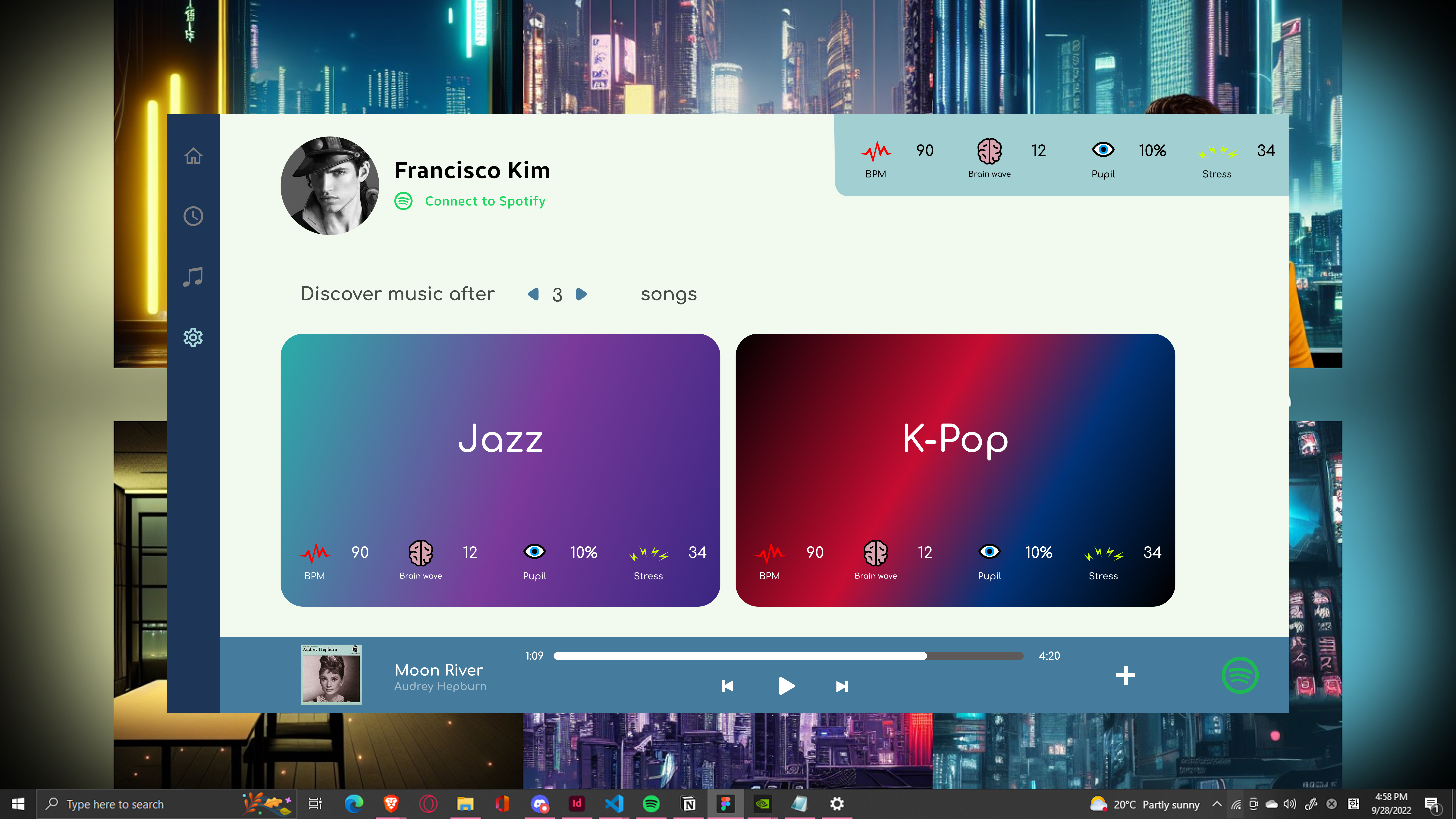Discovery setup, genre personalization and Spotify connect, desktop