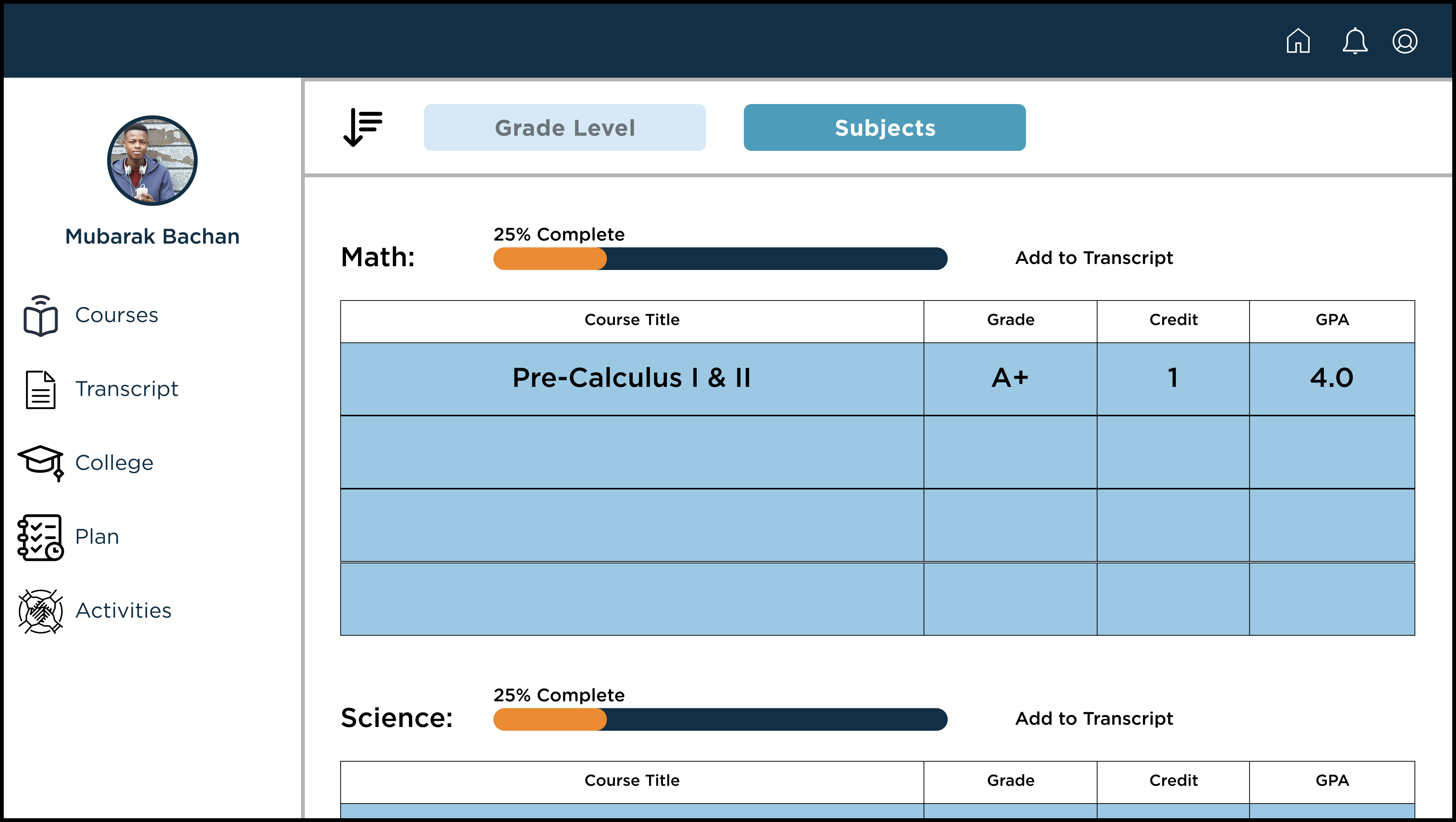 Transcript Builder: Guided Category Entry
