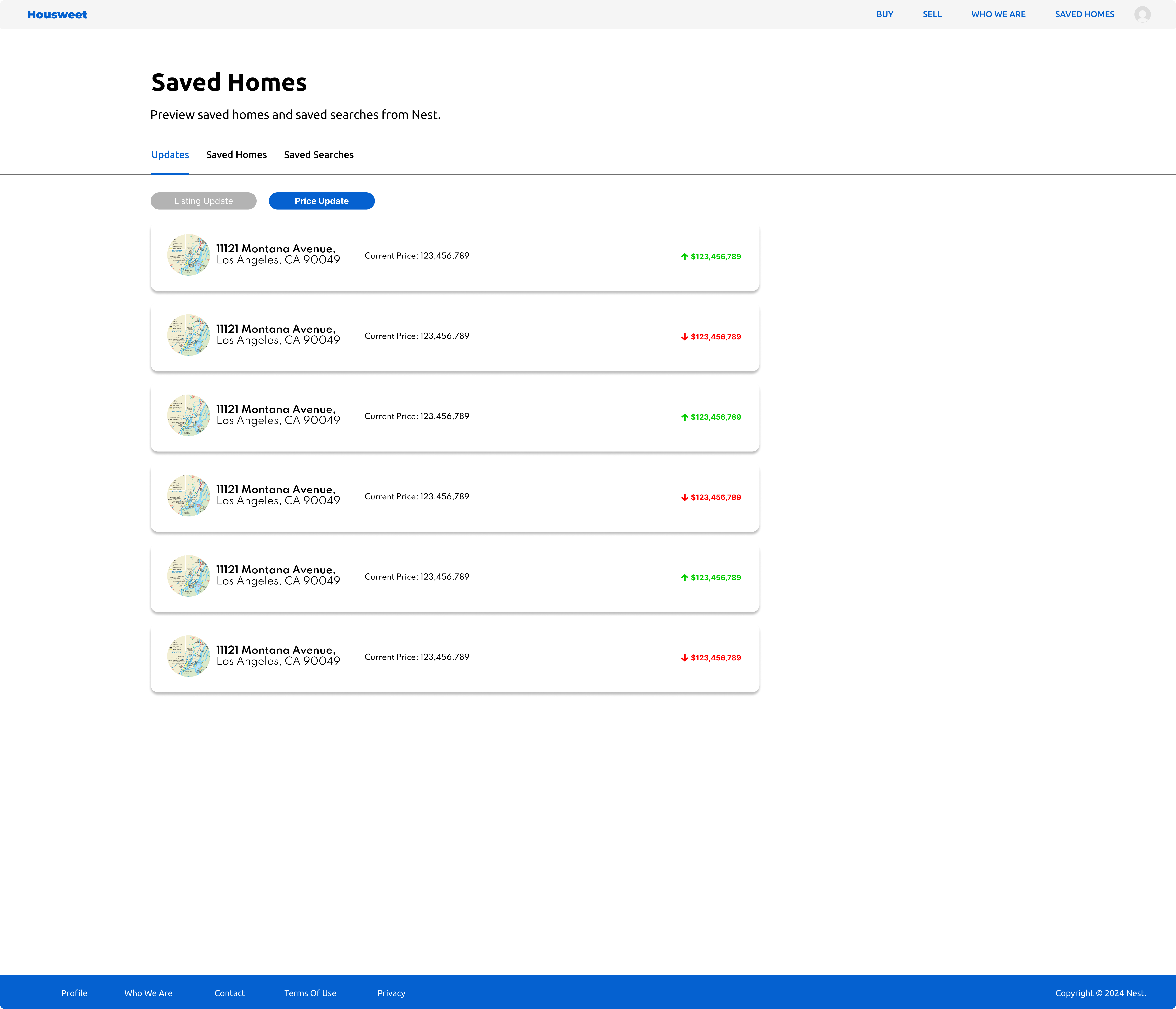 Desktop price monitoring for saved properties
